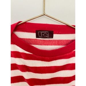 Vintage Red and White Striped Velour Long Sleeved Top